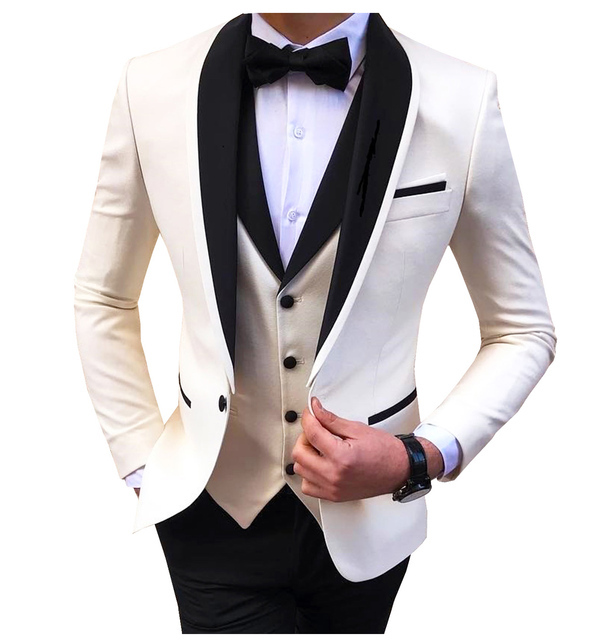 3 piezas de masa de altura de chal de moda esmoquin para boda para boda (blazer+chaleco+pantalones)