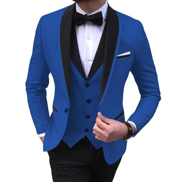 Men's 3 Pieces Fashion Shawl Lapel Tuxedos For Wedding Groomsmen(Blazer+vest+Pants)