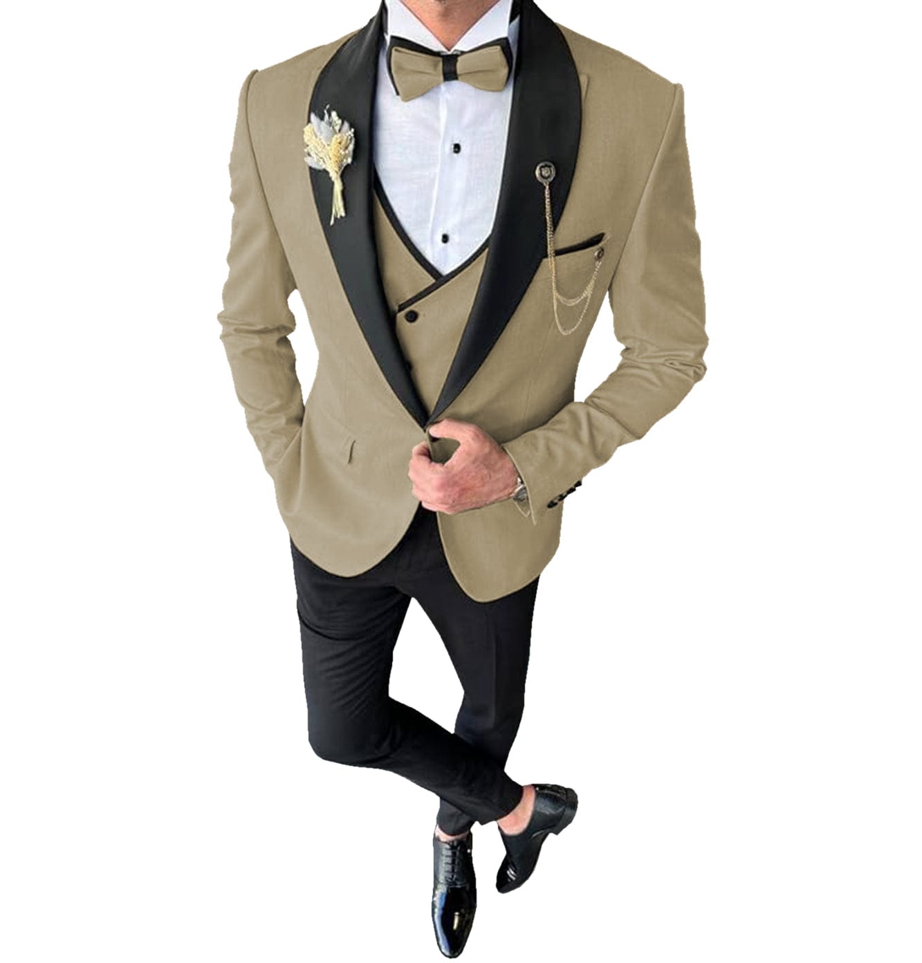 ceehuteey 3 Piece Mens Suit  Shawl Lapel Prom  For Wedding Tuxedos (Blazer + Vest + Pants)