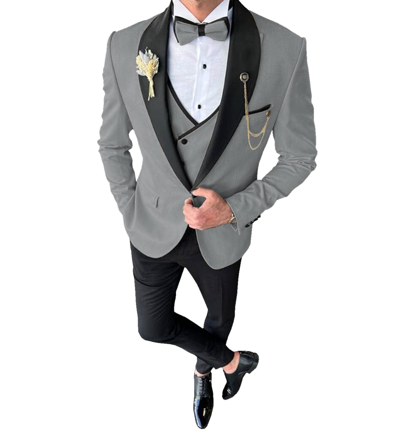 ceehuteey 3 Piece Mens Suit  Shawl Lapel Prom  For Wedding Tuxedos (Blazer + Vest + Pants)