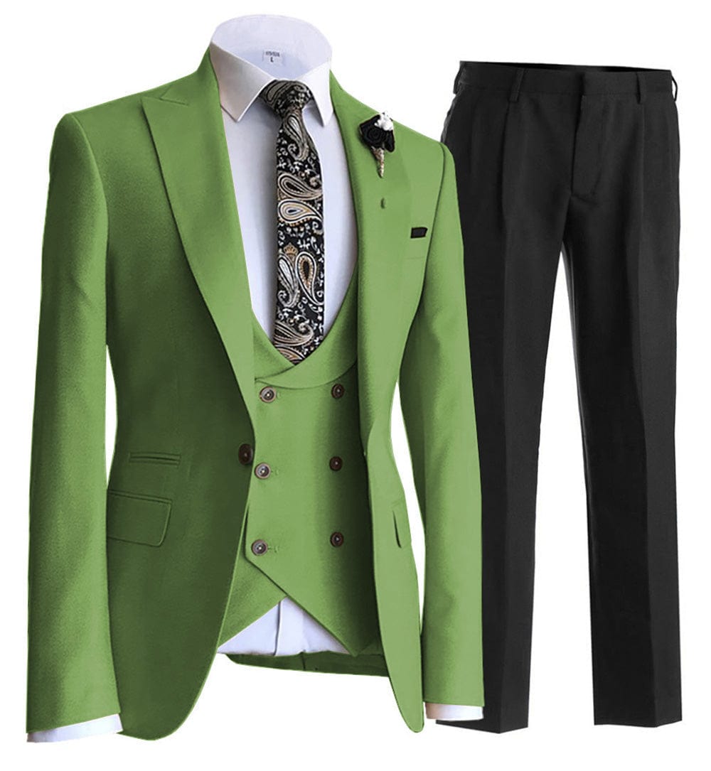 ceehuteey 3 Pieces Mens Suit Design Slim Fit Peak Lapel Tuxedos (Blazer+vest+Pants)