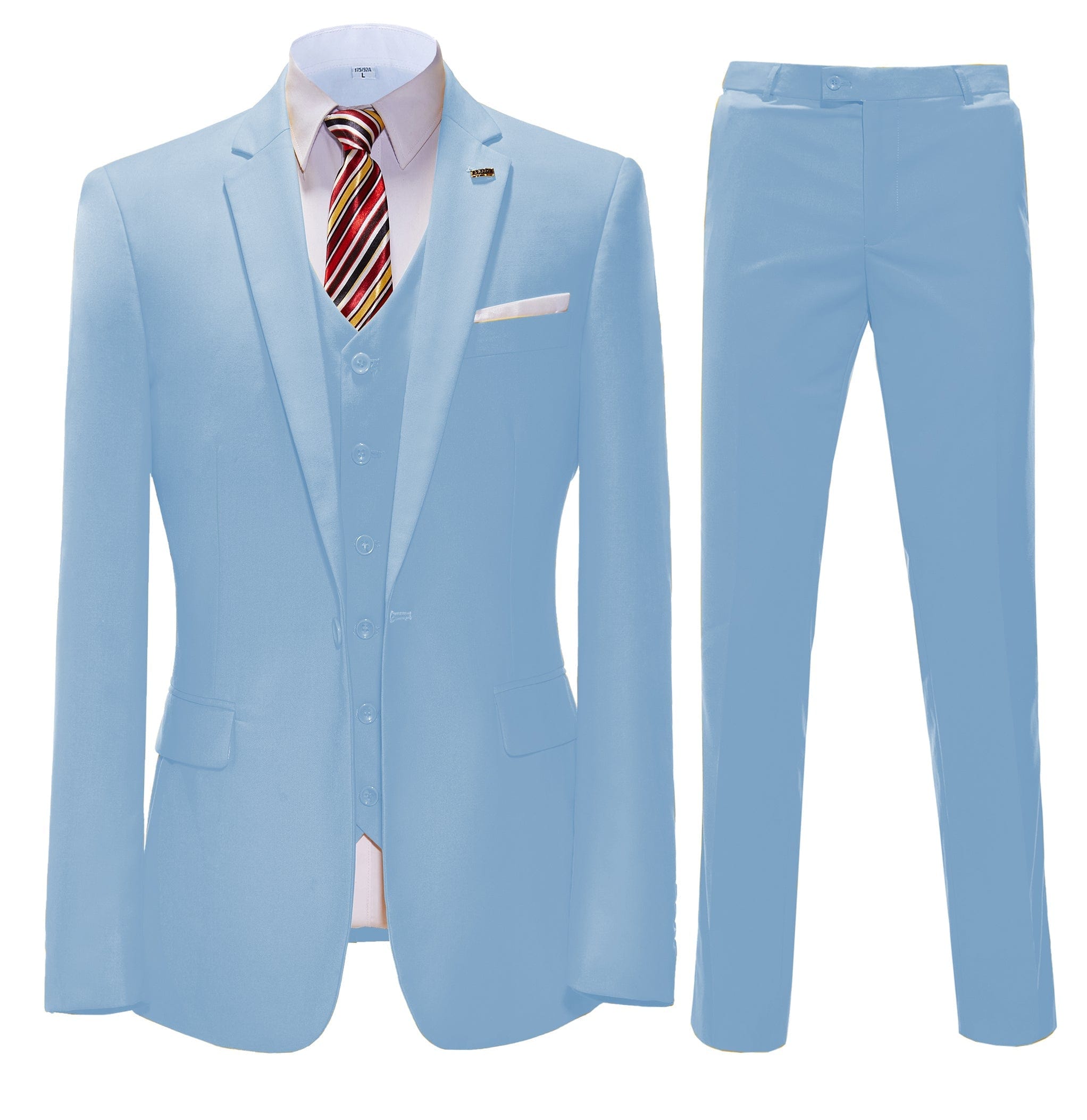 ceehuteey 3 Pieces Mens Suit Flat Notch Lapel Business Tuxedos (Blazer+vest+Pants)