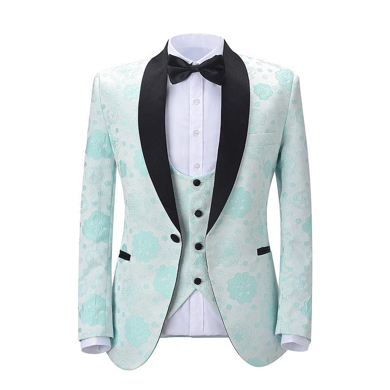 ceehuteey 3 Pieces Mens Suit Slim Fit Peak Lapel Tuxedos For Wedding (Blazer+vest+Pants)