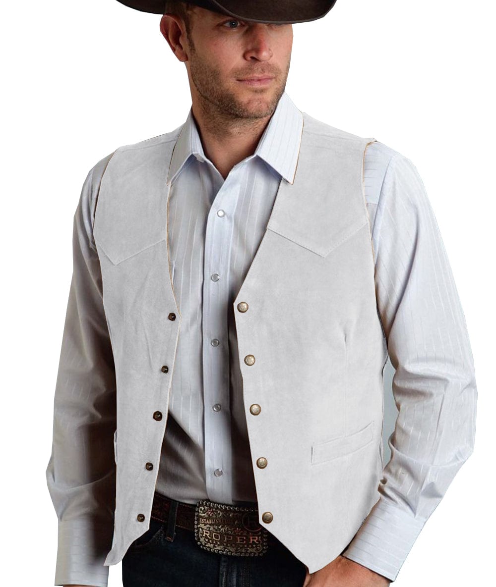 ceehuteey Casual Men's  Suede  Fashion Cowboy Suit Vest V Neck Waistcoat