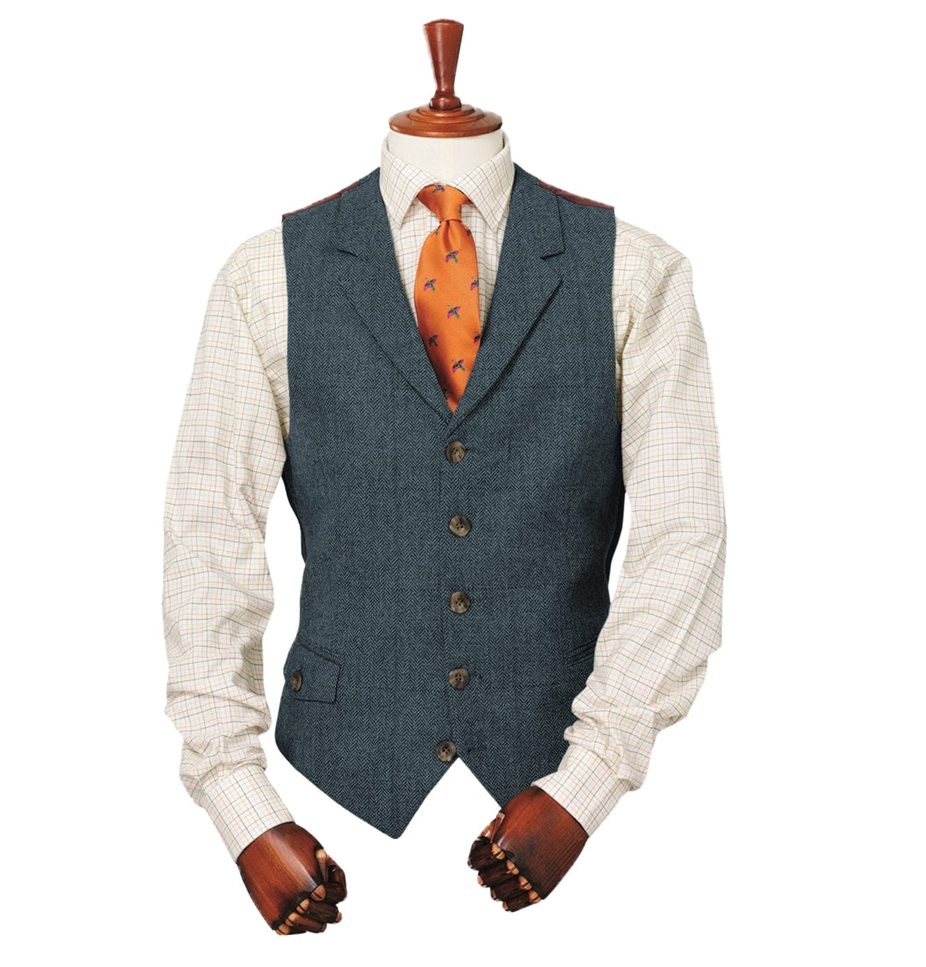 ceehuteey Copy of Men's Classic vintage Herringbone Notch Lapel Waistcoat