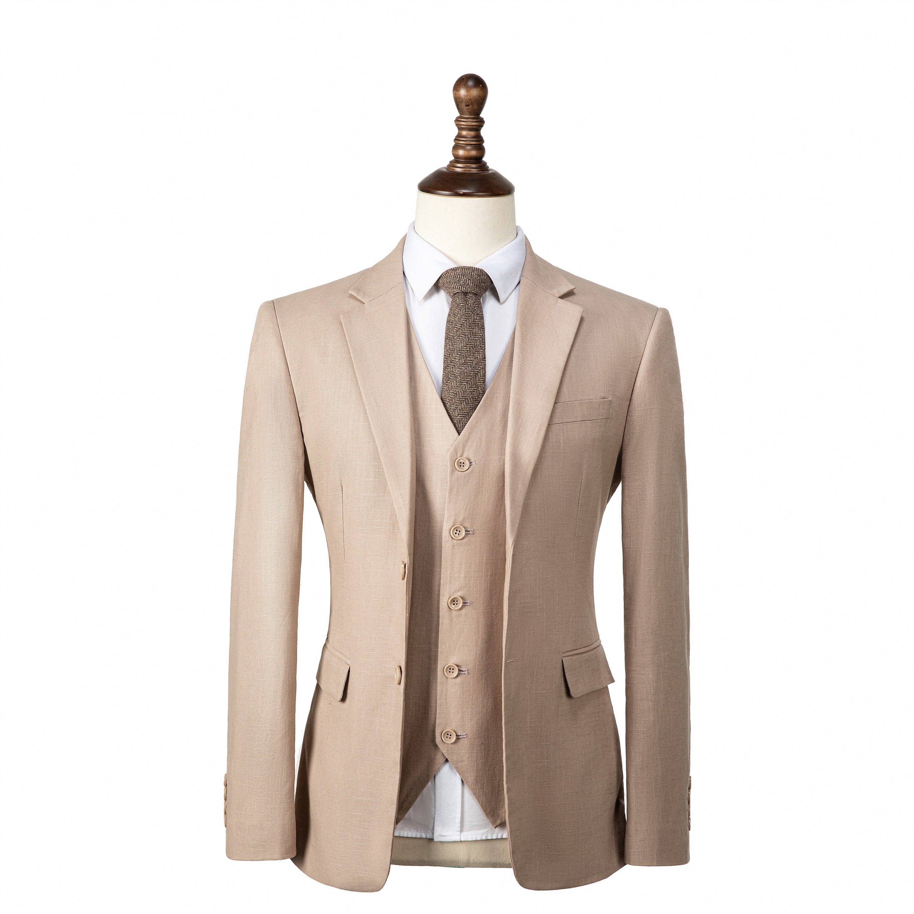 ceehuteey Fashion Formal Men's Linen Regular Notch Lapel Blazer