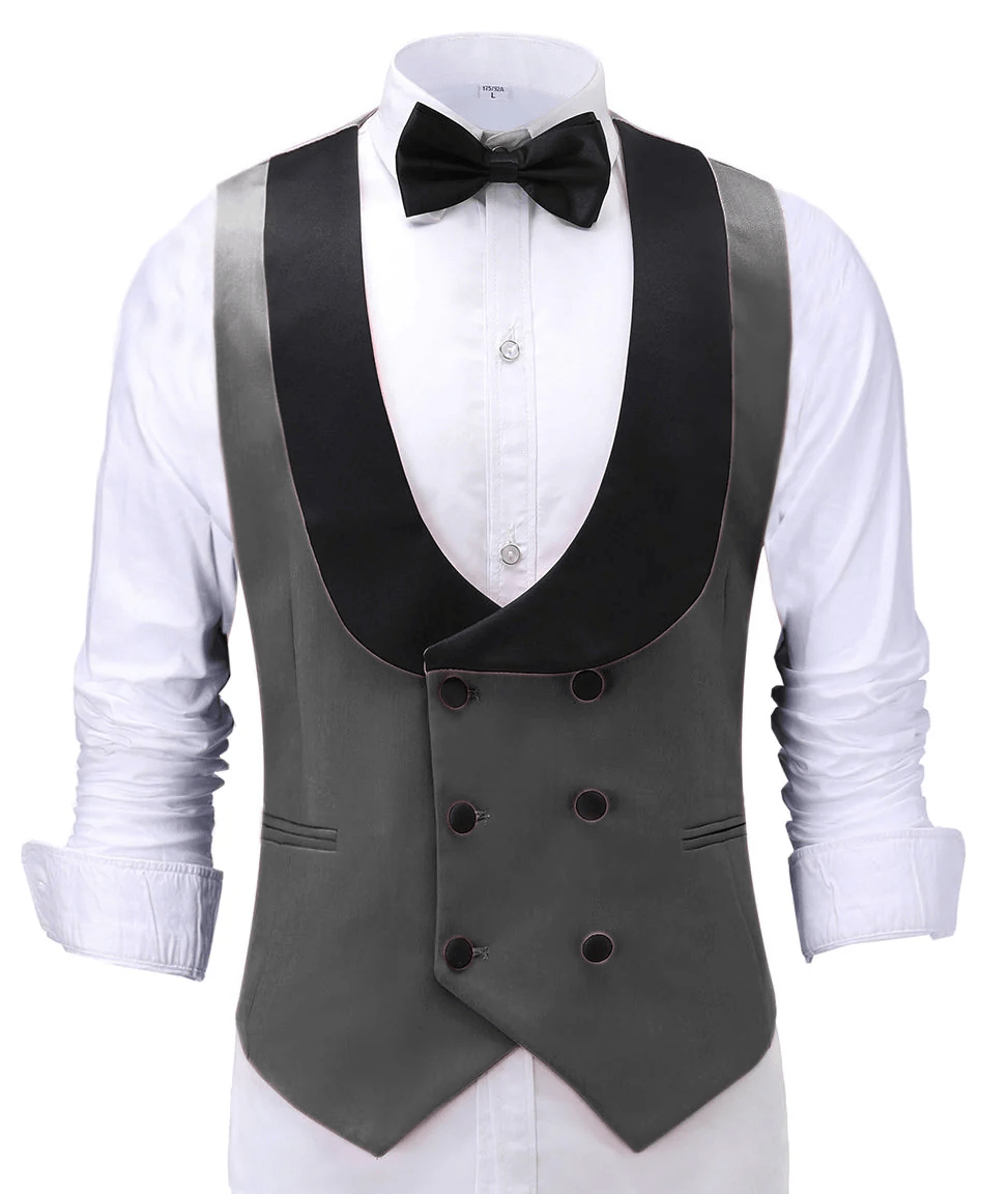 ceehuteey Fashion Men's Suit Vest Regular Fit Shawl Lapel Waistcoat For Wedding