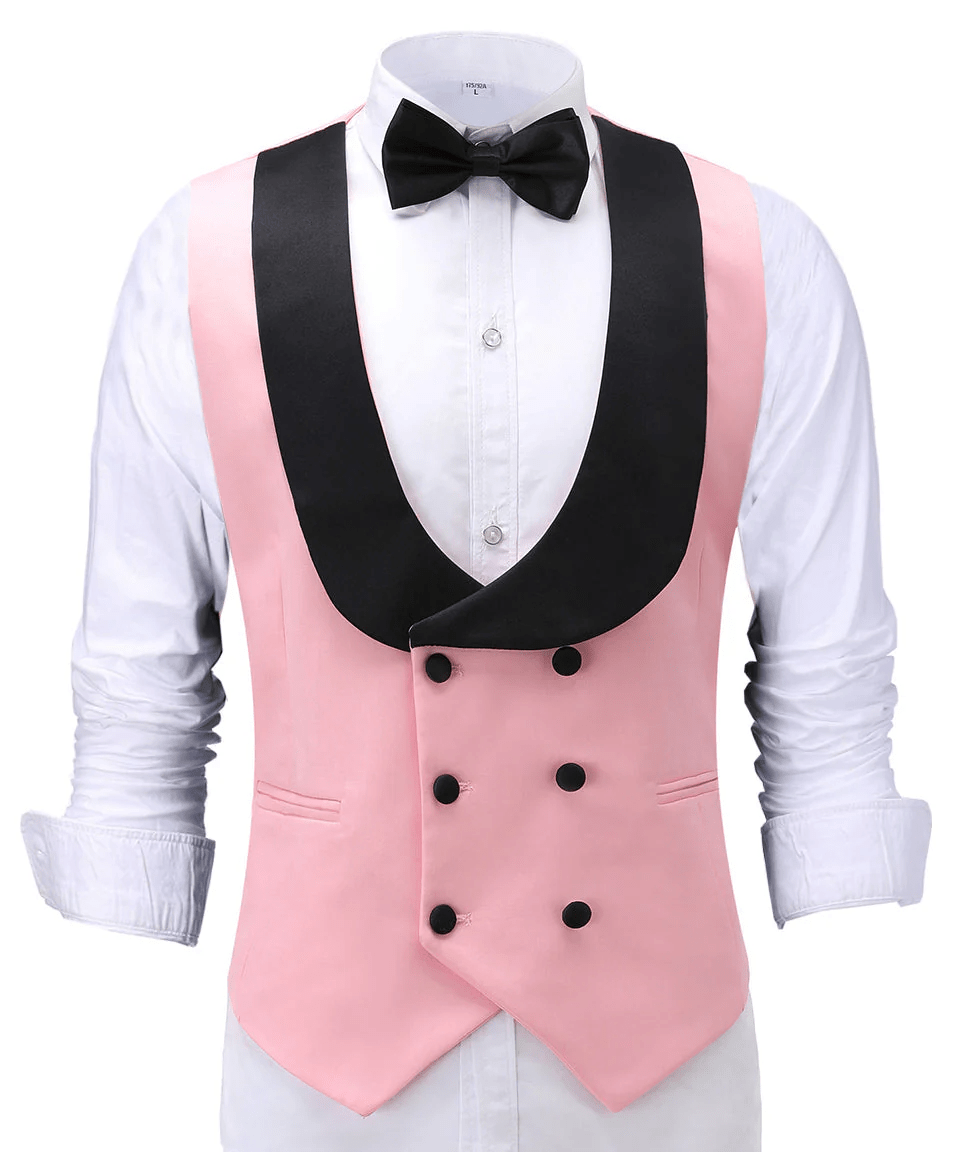 ceehuteey Fashion Men's Suit Vest Regular Fit Shawl Lapel Waistcoat For Wedding