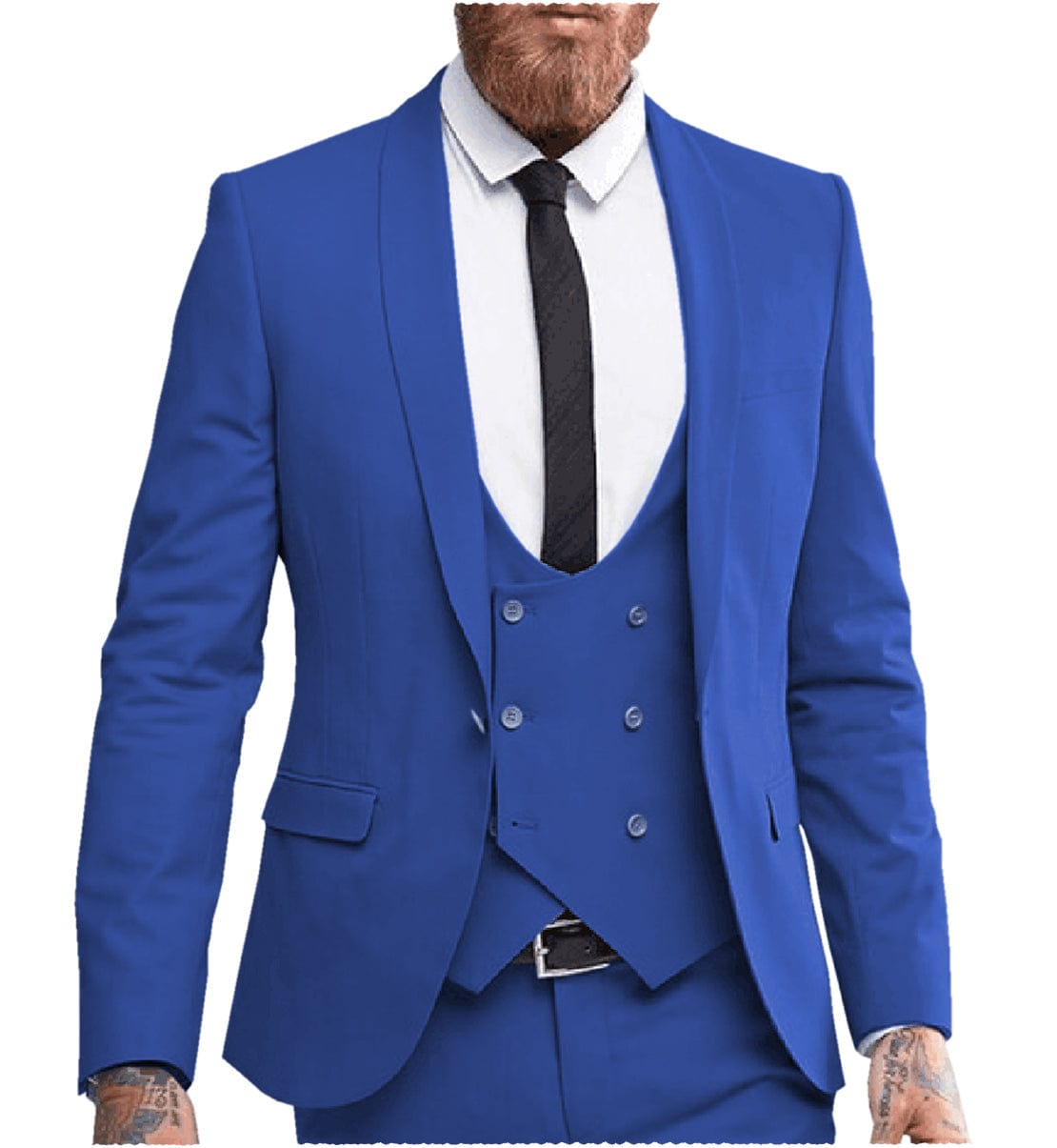 ceehuteey Flat Men's 3 Pieces Regular Fit Blazer (Blazer+vest+Pants)