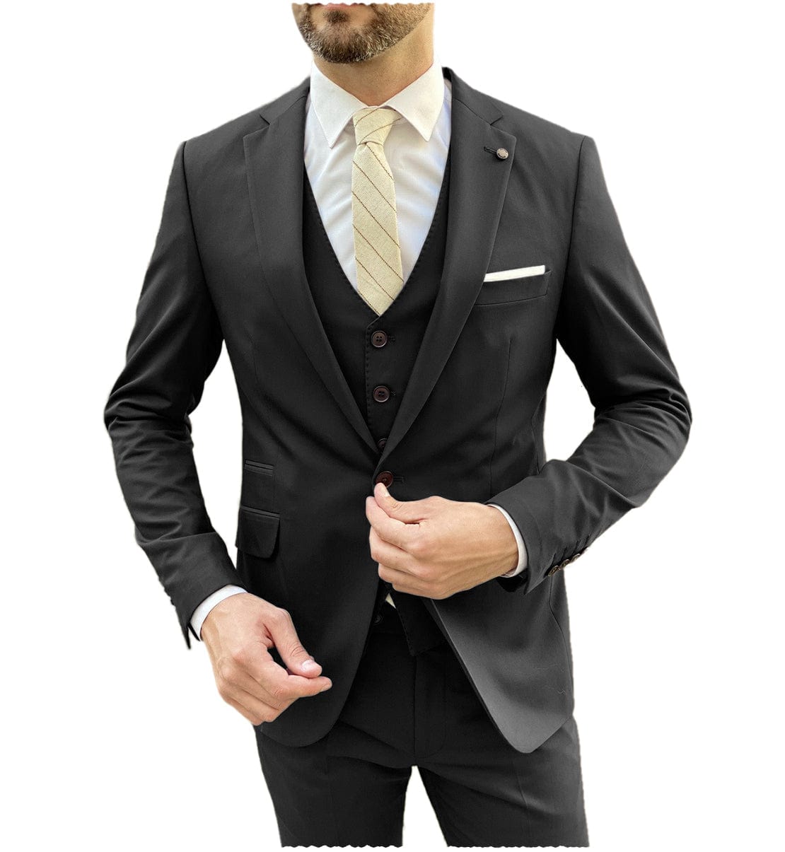 ceehuteey Flat Notch Lapel 3 Pieces Mens Suit (Blazer+vest+Pants)