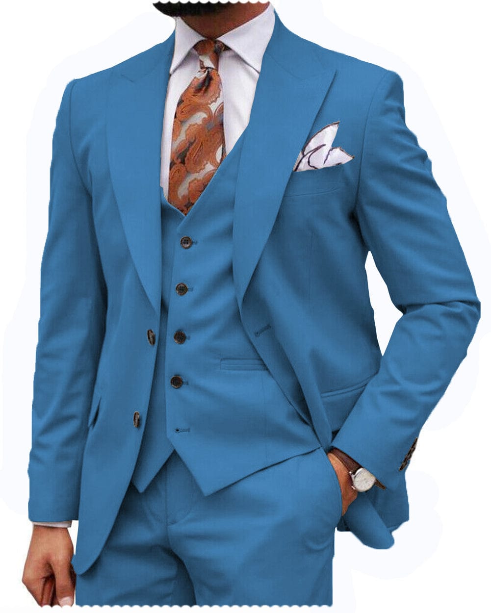 ceehuteey Formal Men's 3 Piece Regular Fit Peak Lapel  Men's Express Suit (Blazer+Vest+Pants)