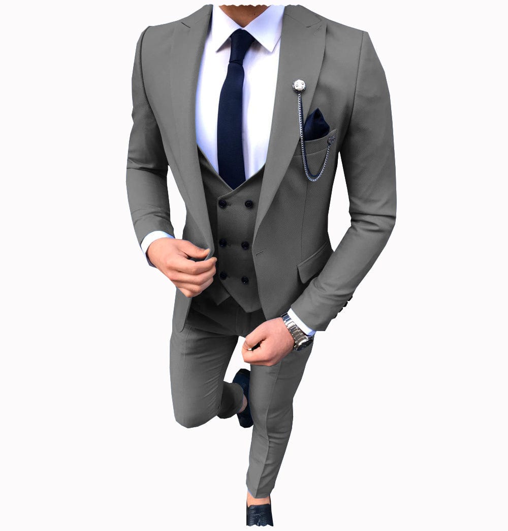 ceehuteey Men's 3 Piece Suit Slim Fit Suits One Button Formal Wedding Prom Suits (Blazer + Vest + Pants)