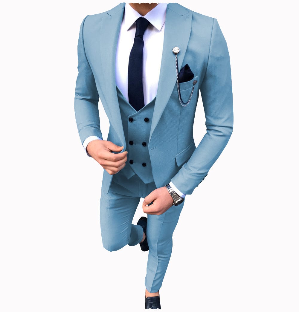 ceehuteey Men's 3 Piece Suit Slim Fit Suits One Button Formal Wedding Prom Suits (Blazer + Vest + Pants)