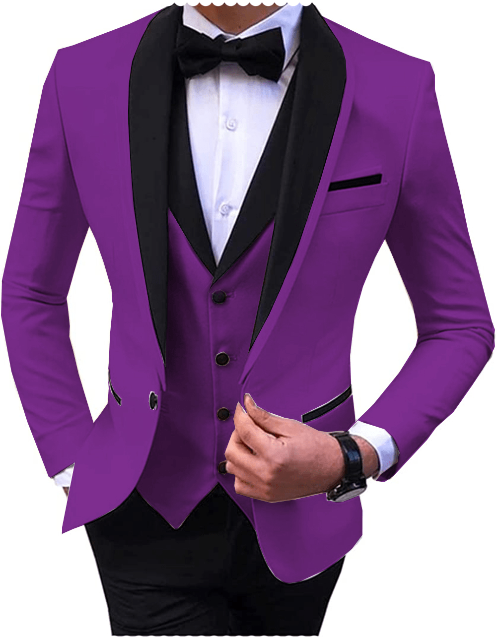 ceehuteey Men's 3 Pieces Fashion Shawl Lapel Tuxedos For Wedding Groomsmen(Blazer+vest+Pants)