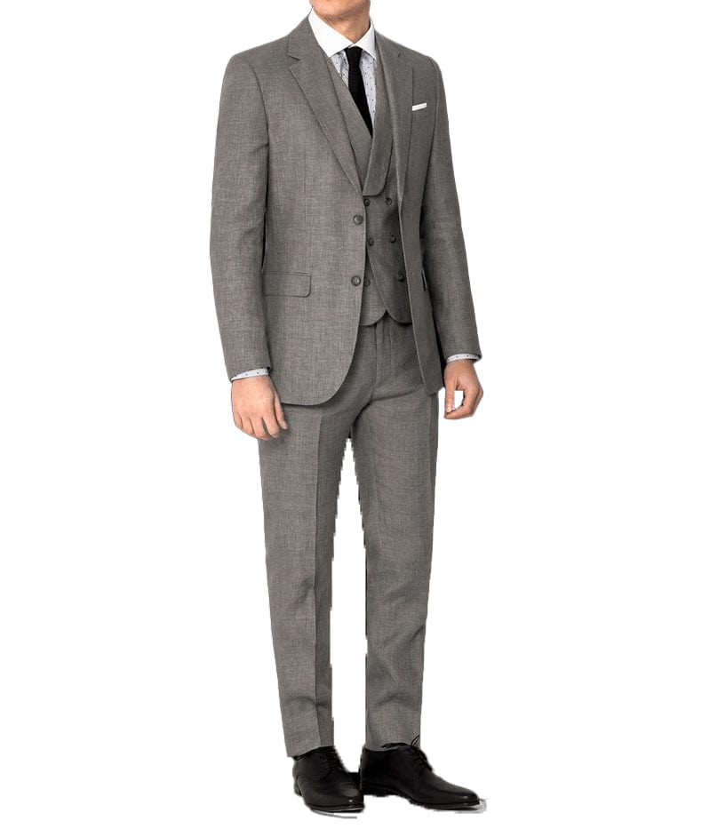 ceehuteey Men's 3 Pieces Linen Regular Fit Notch Lapel Fashion Suit