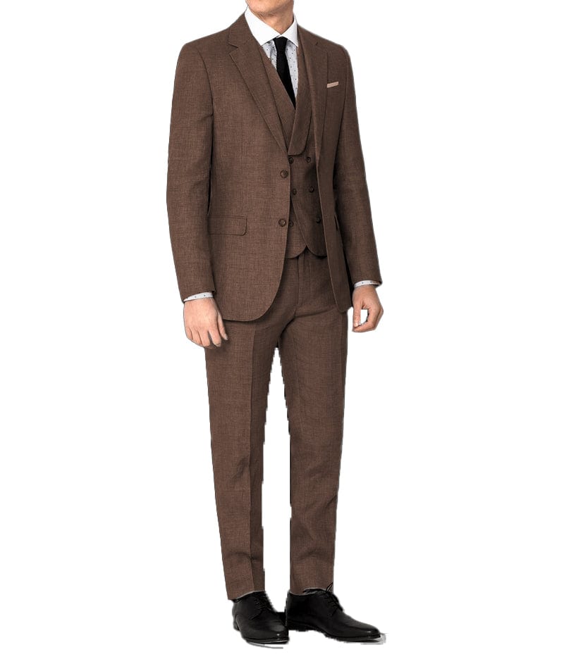 ceehuteey Men's 3 Pieces Linen Regular Fit Notch Lapel Fashion Suit