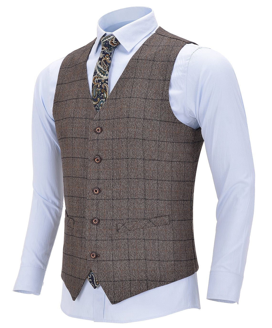 ceehuteey Men's Business Suit Vest V Neck Plaid Dress Vest