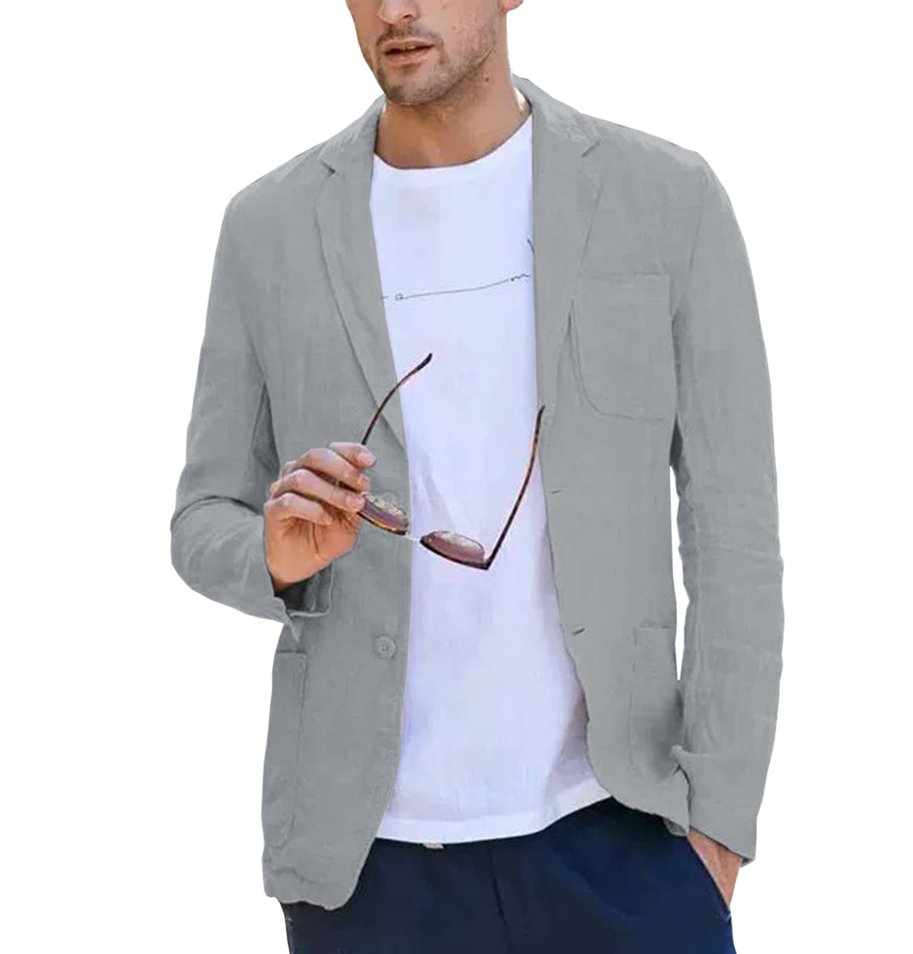 ceehuteey Men's Casual Summer Linen Notch Lapel Suit for Blazer