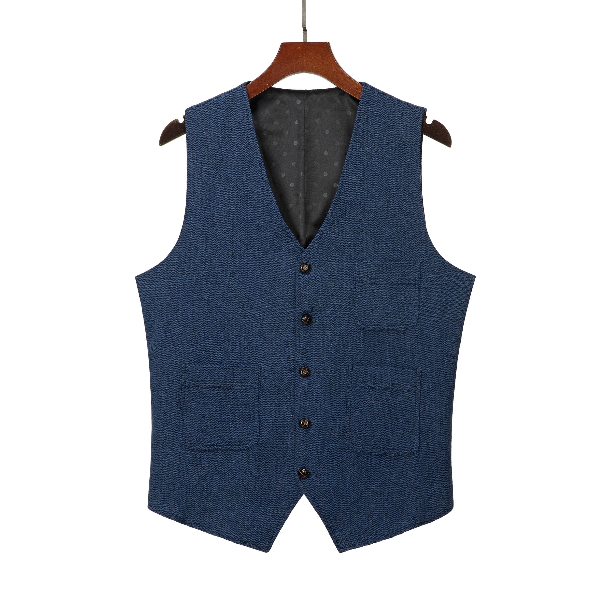 ceehuteey Men's Casual Tweed Herringbone V Neck Waistcoat