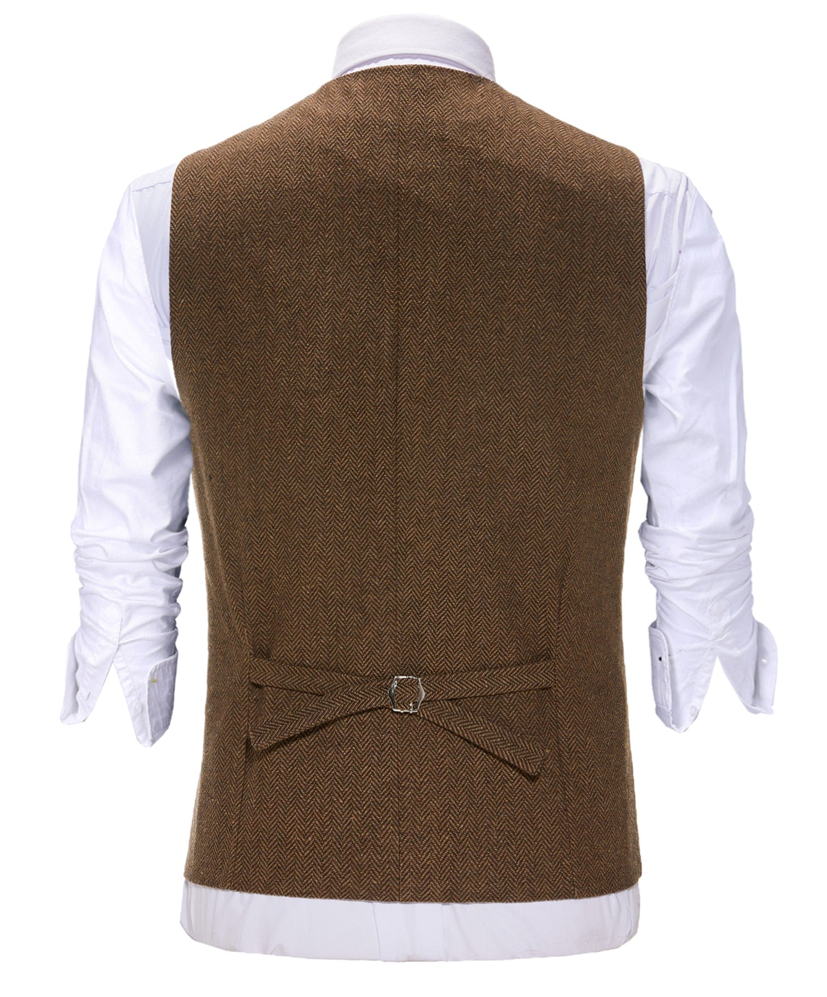 ceehuteey Men's Classic Slim Fit Vest Tweed Herringbone Casual Notch Lapel Waistcoat