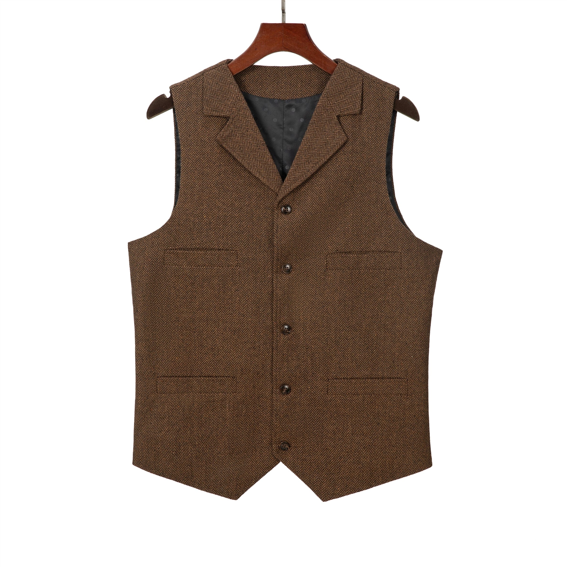 ceehuteey Men's Classic Tweed Herringbone  Vest Slim Fit Notch Lapel Waistcoat