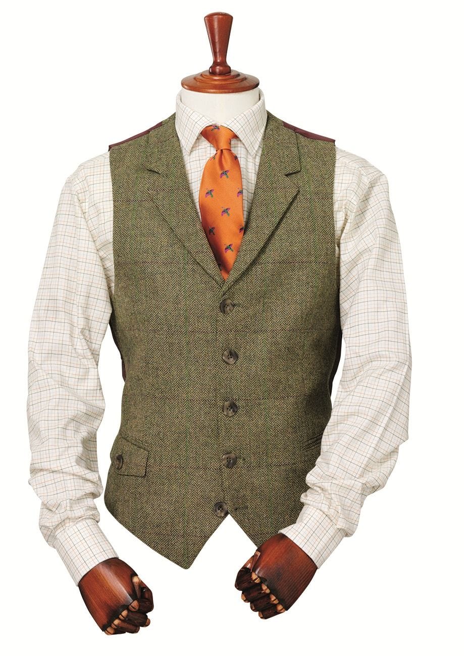 ceehuteey Men's Classic vintage Herringbone Notch Lapel Waistcoat