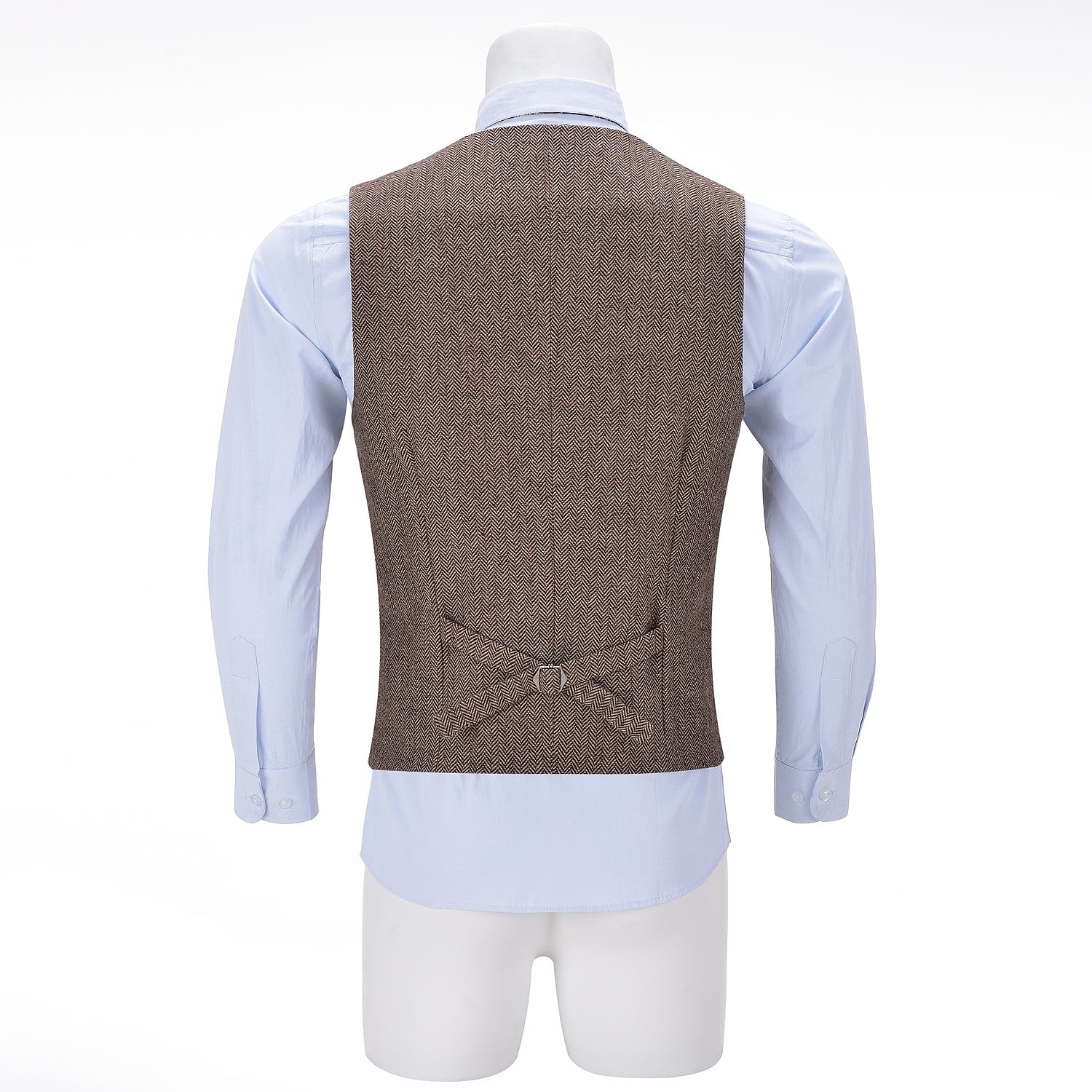 ceehuteey Men's Fashion Herringbone V Neck Tweed Waistcoat For Business