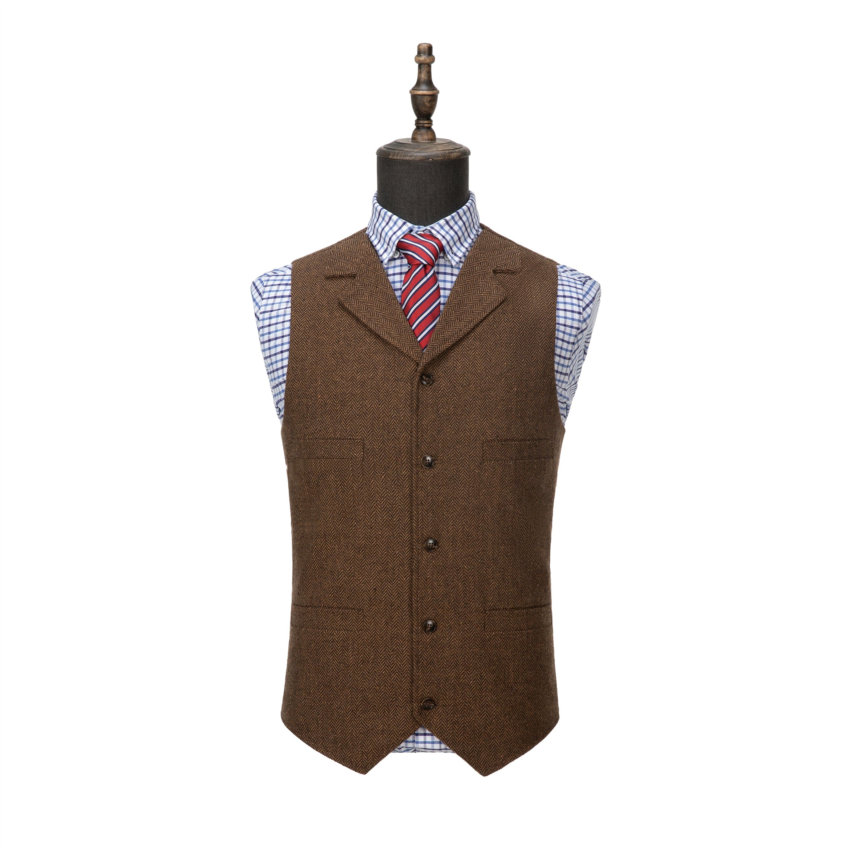 ceehuteey Men's Fashion Suit Vest Herringbone Notch Lapel Waistcoat