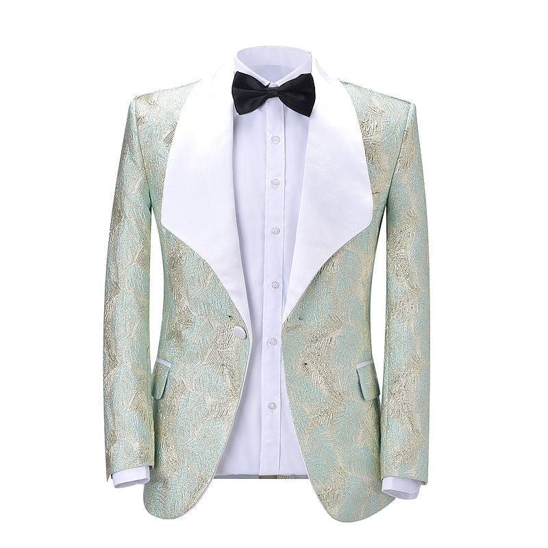 ceehuteey Men's Floral Shawl Lapel Blazer Dress Suit (Blazer+Pants)