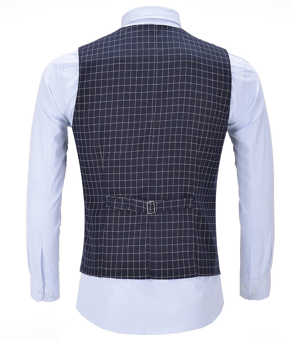 ceehuteey Men's formal Suit Vest Houndstooth V Neck Waistcoat