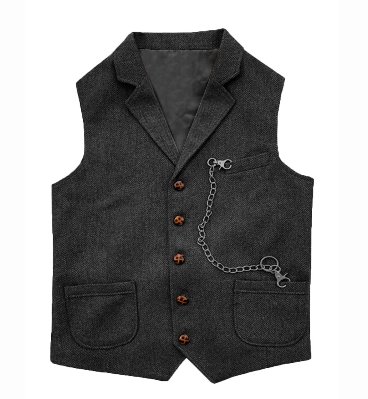 ceehuteey Men's Herringbone  Classic Slim Fit Notch Lapel Waistcoat