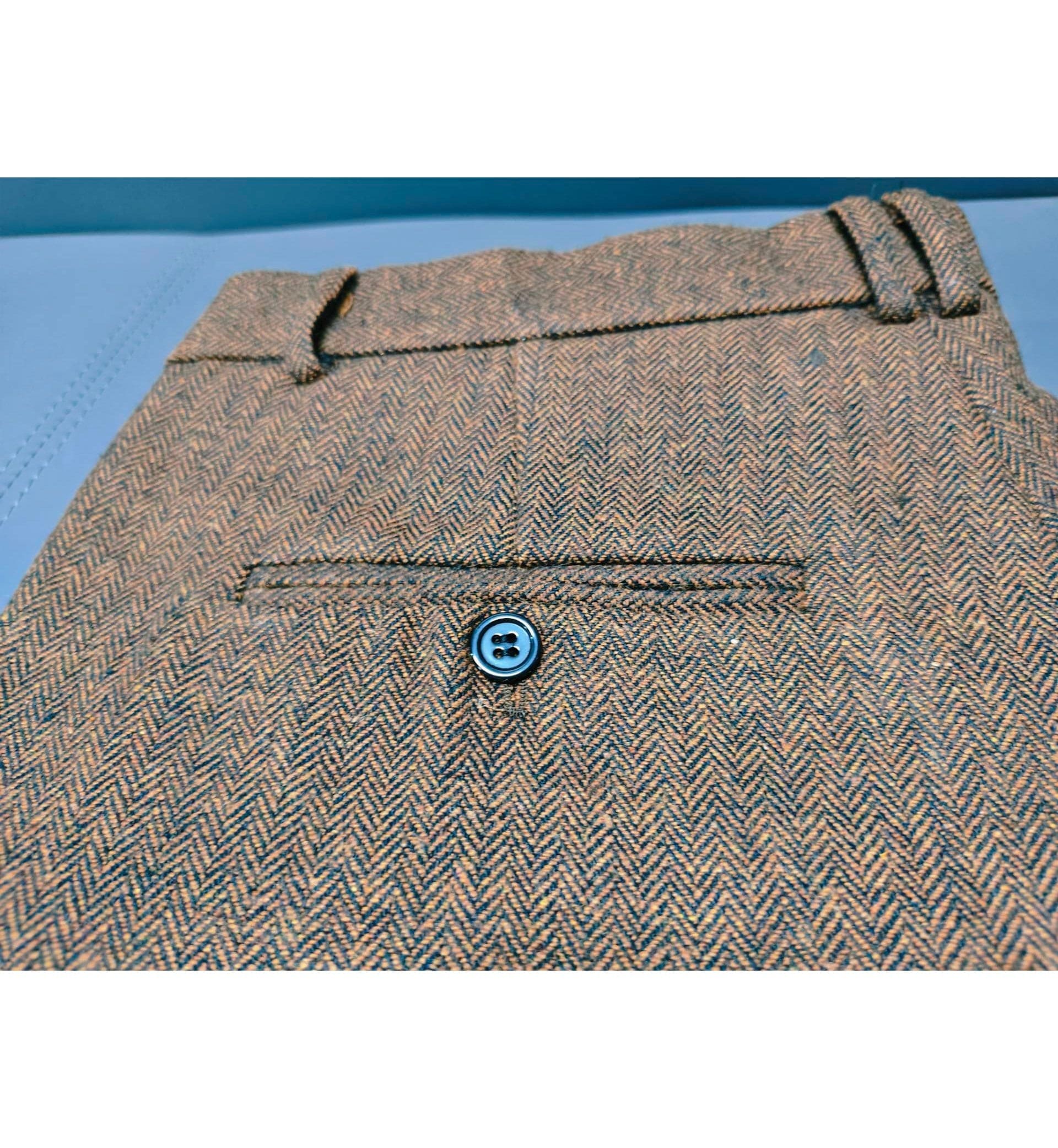 ceehuteey Men's Herringbone Tweed Trousers