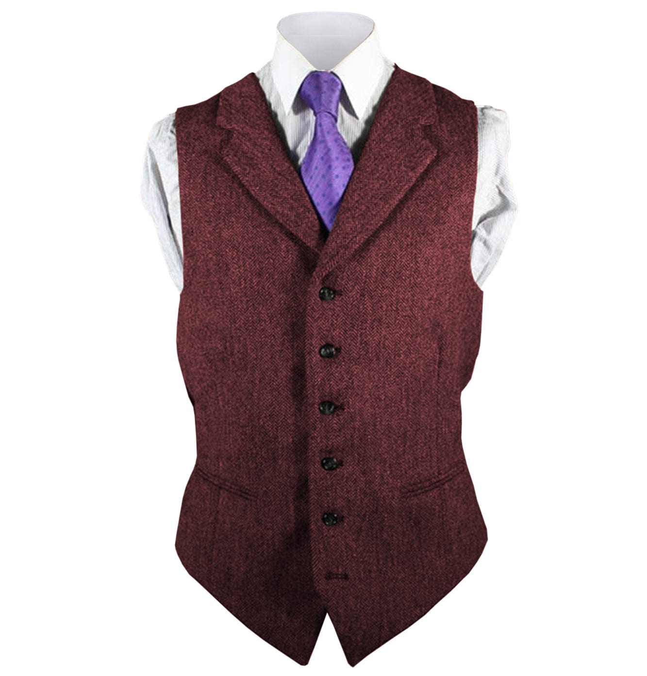 ceehuteey Men's Leisure Fashion Notch Lapel Herringbone Waistcoat