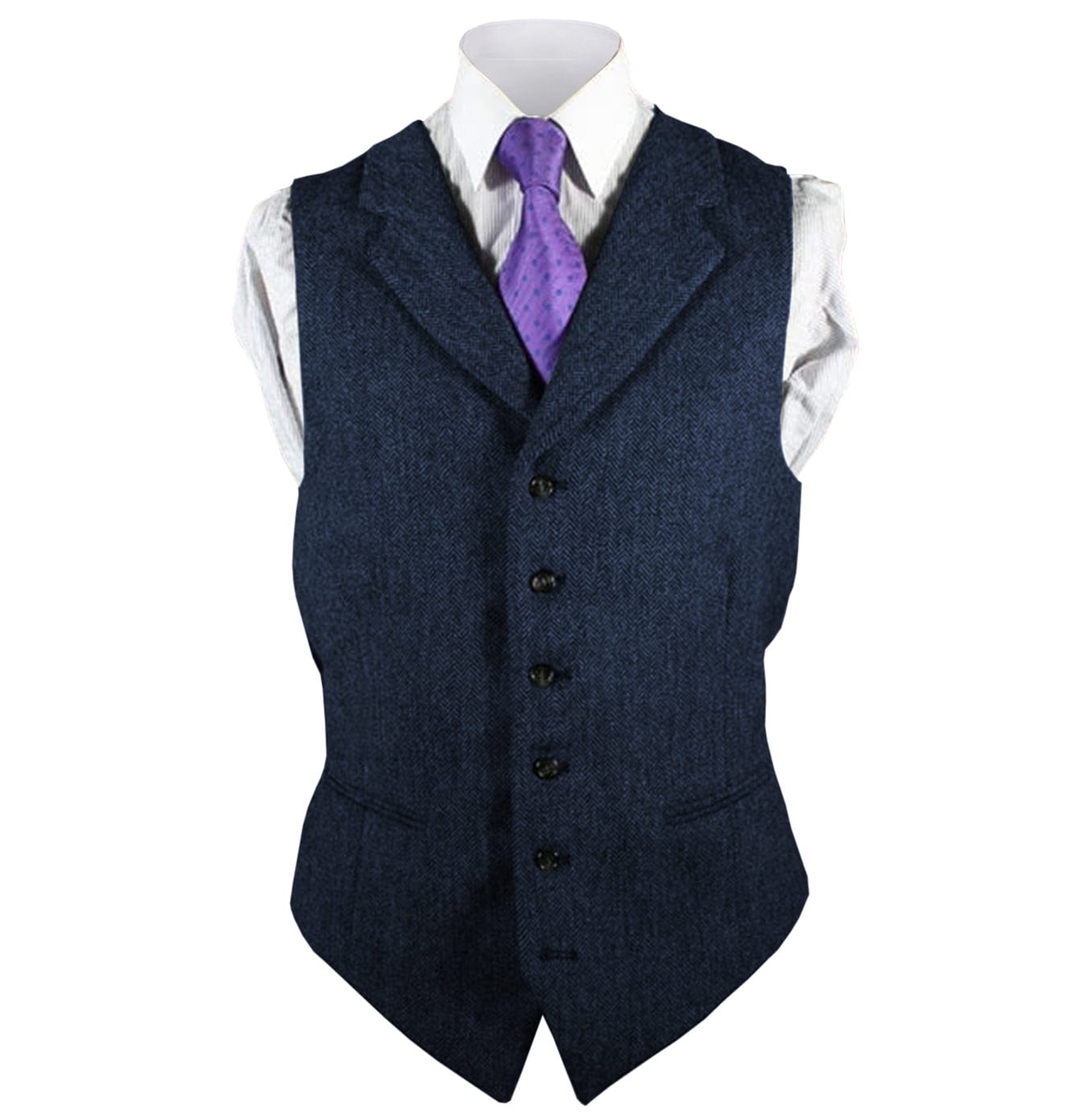 ceehuteey Men's Leisure Fashion Notch Lapel Herringbone Waistcoat