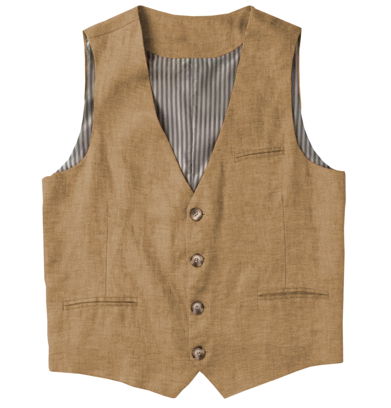 ceehuteey Men's Linen V Neck Vest Casual Summer Leisure Waistcoat