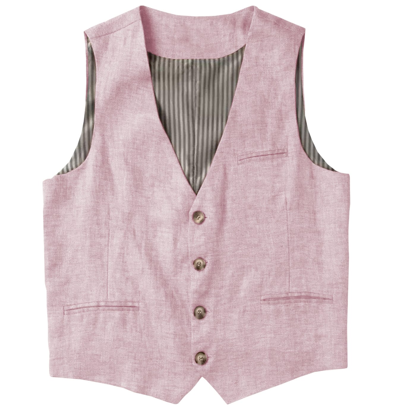 ceehuteey Men's Linen V Neck Vest Casual Summer Leisure Waistcoat