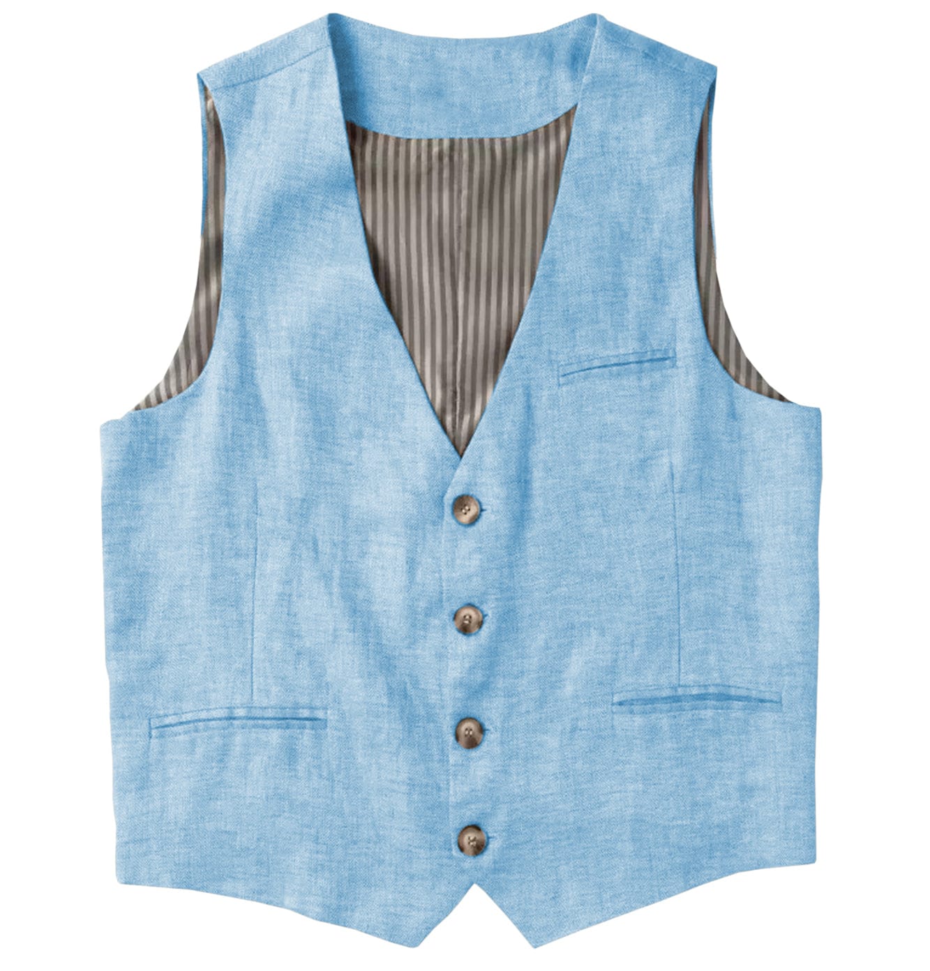 ceehuteey Men's Linen V Neck Vest Casual Summer Leisure Waistcoat