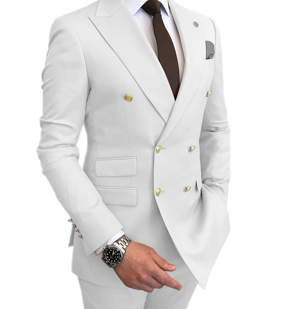 ceehuteey Men's Suit Casual Double Breasted 2 Piece Business Wedding (Blazer+Pants)