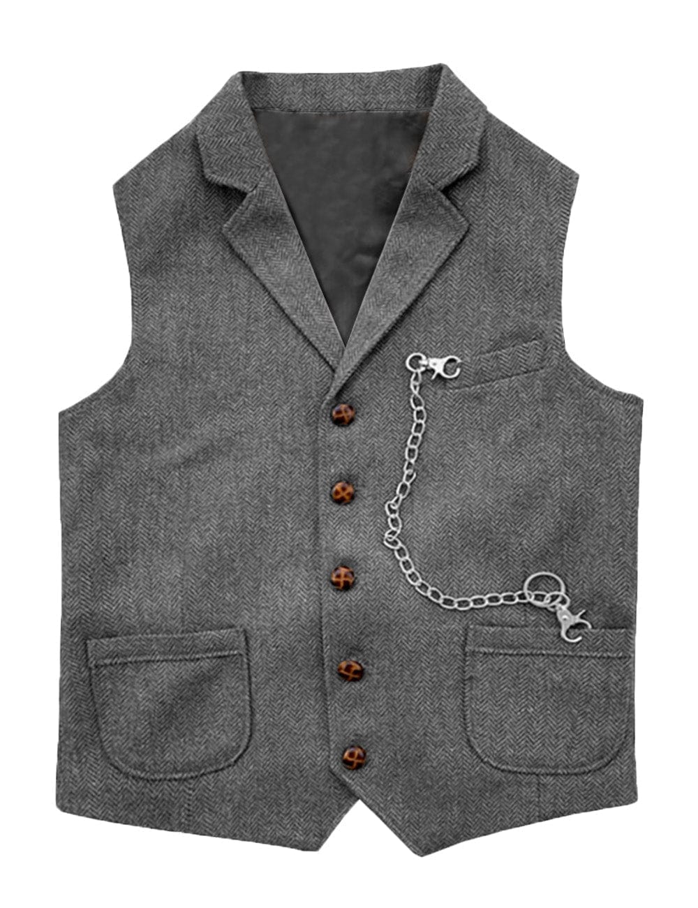 ceehuteey Men's  Suit Vest Casual Herringbone Notch Lapel Waistcoat