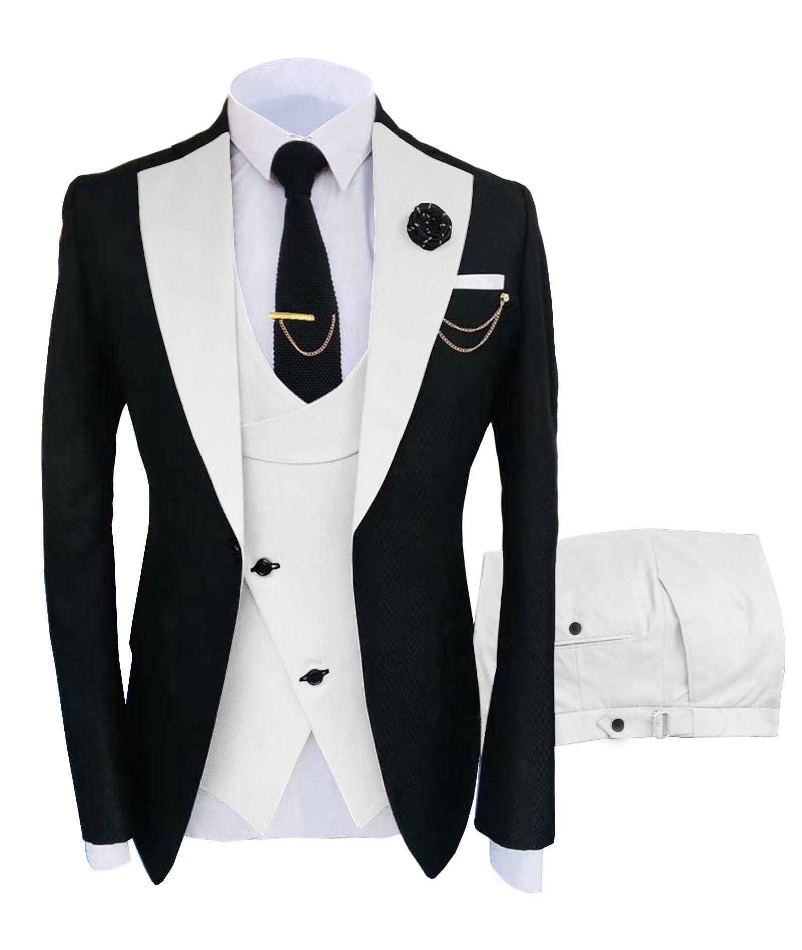 ceehuteey Men's Suits Slim Fit 3 Pieces Notch Lapel Tuxedos for Wedding (Blazer+Vest+Pant)