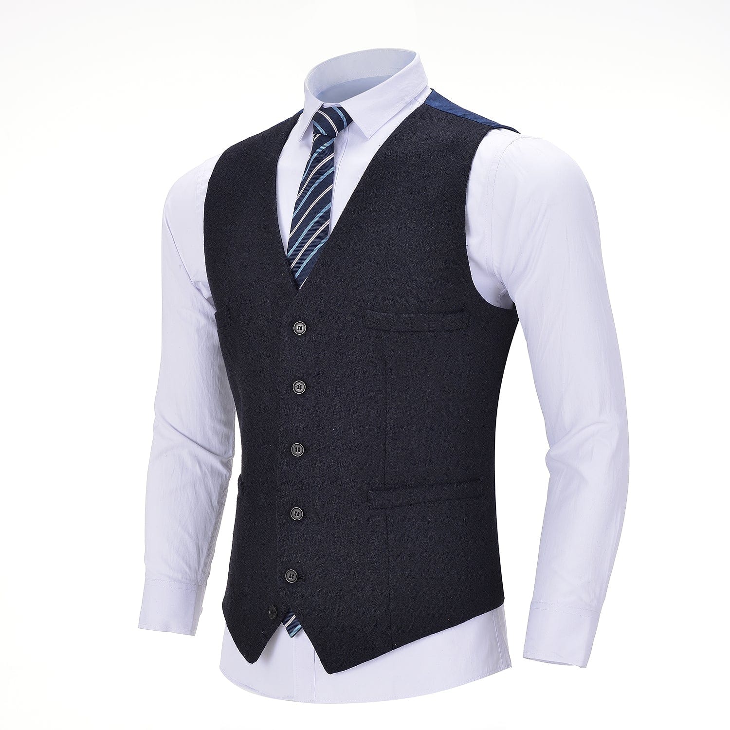 ceehuteey Men's Tweed Herringbone Paneled Satin Vest Slim Fit Waistcoat