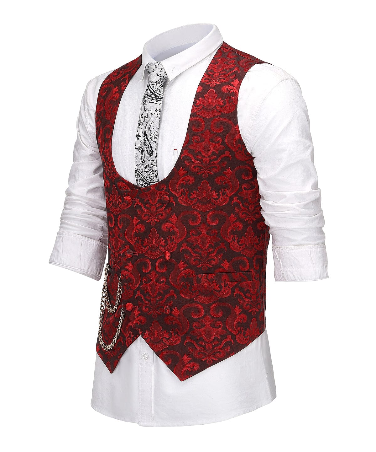 ceehuteey Men's U-Neck Sleeveless Slim Fit Jacket Casual Suit Waistcoat