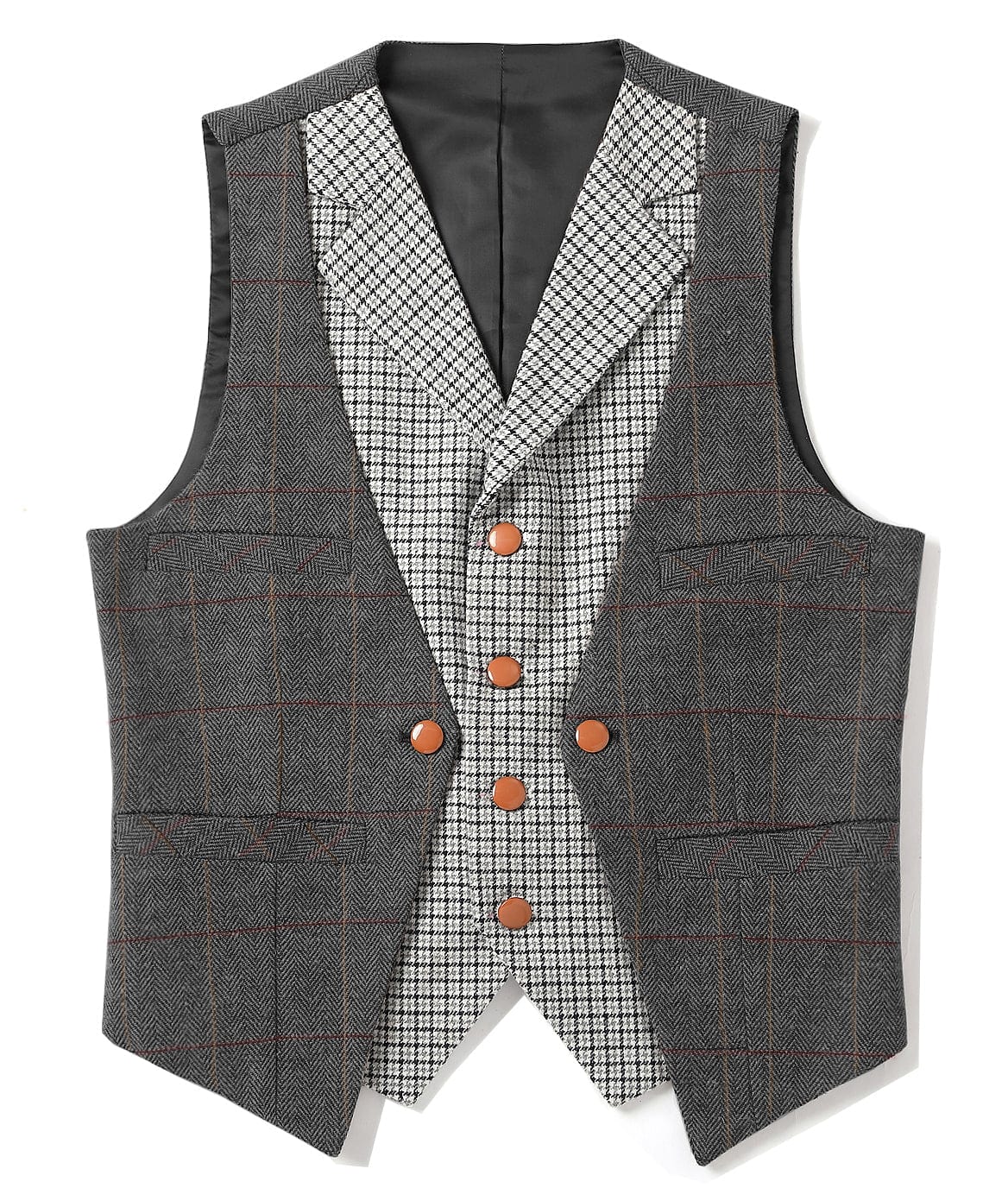 ceehuteey Men's V-Neck Herringbone Suit Vests Fashion Formal Slim Fit