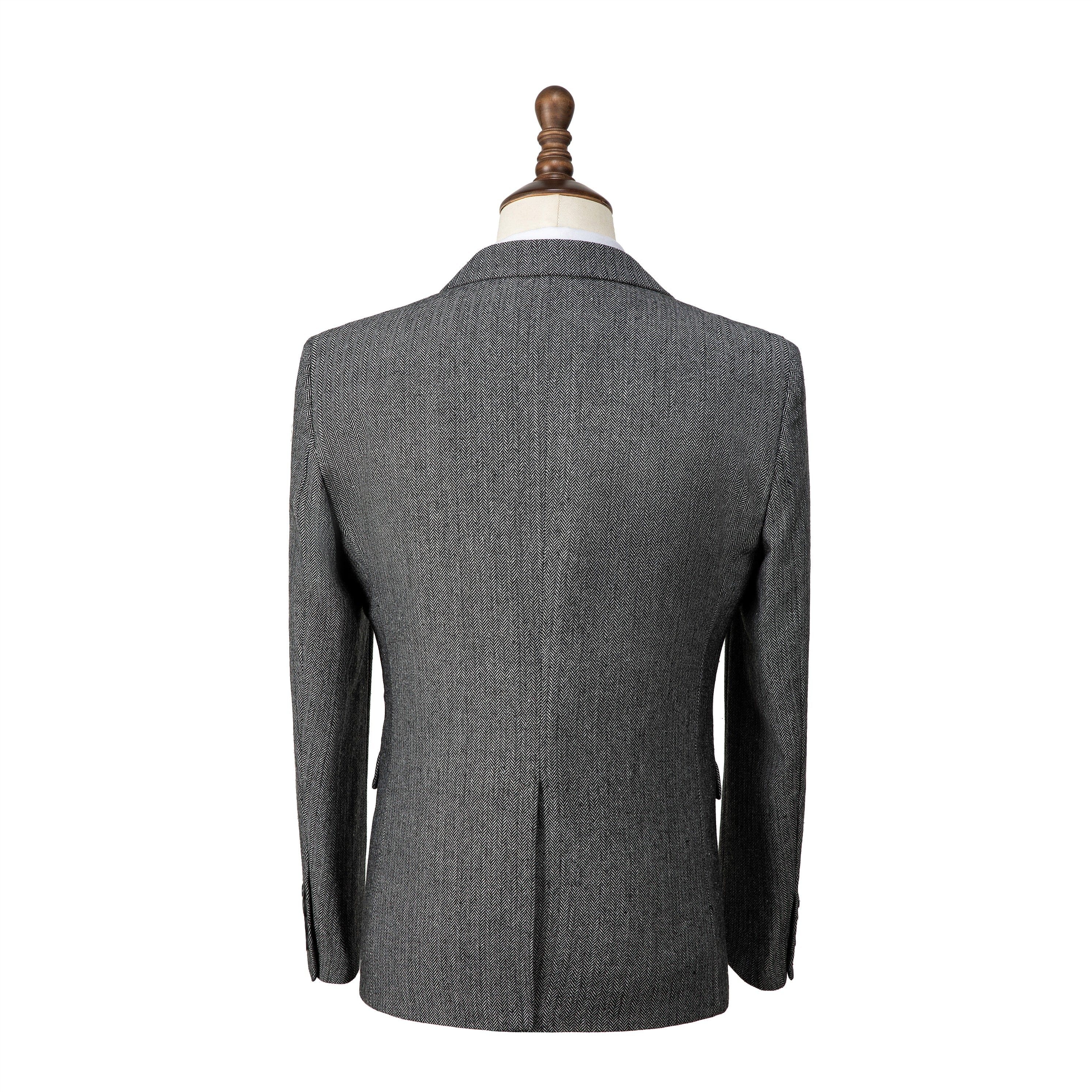 ceehuteey Men's winter Leisure Wool Herringbone Tweed Formal Notch Lapel Blazer