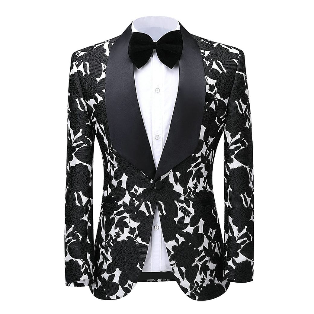 ceehuteey Mens 2 Piece Floral Tuxedo Suits Slim Fit Casual Suit Blazer