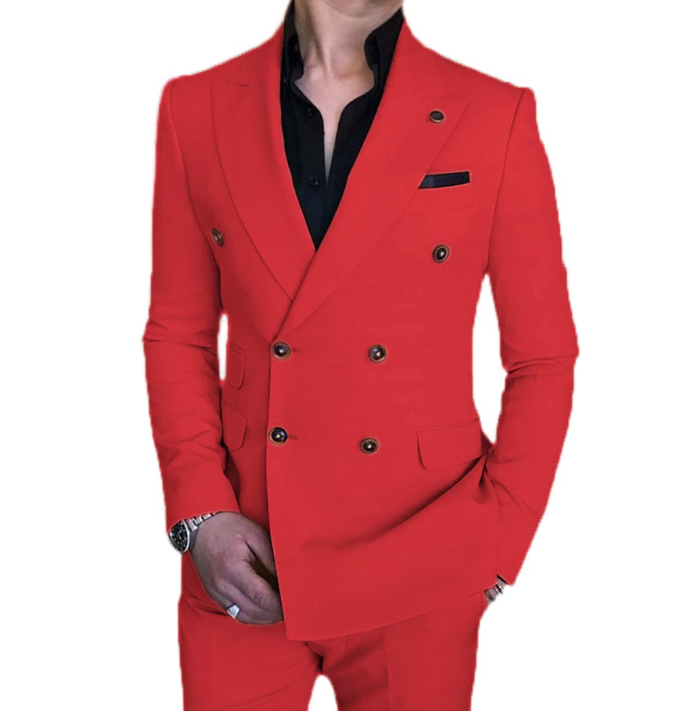 ceehuteey Mens 2 Piece Suit Slim Fit Double Breasted Blazer and Pants Solid Color Prom Tuxedo