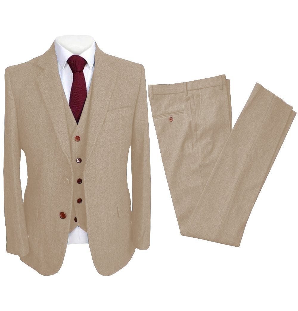 ceehuteey Vintage 3 Pieces Mens Suit Herringbone Notch Lapel Tuxedos (Blazer+vest+Pants)