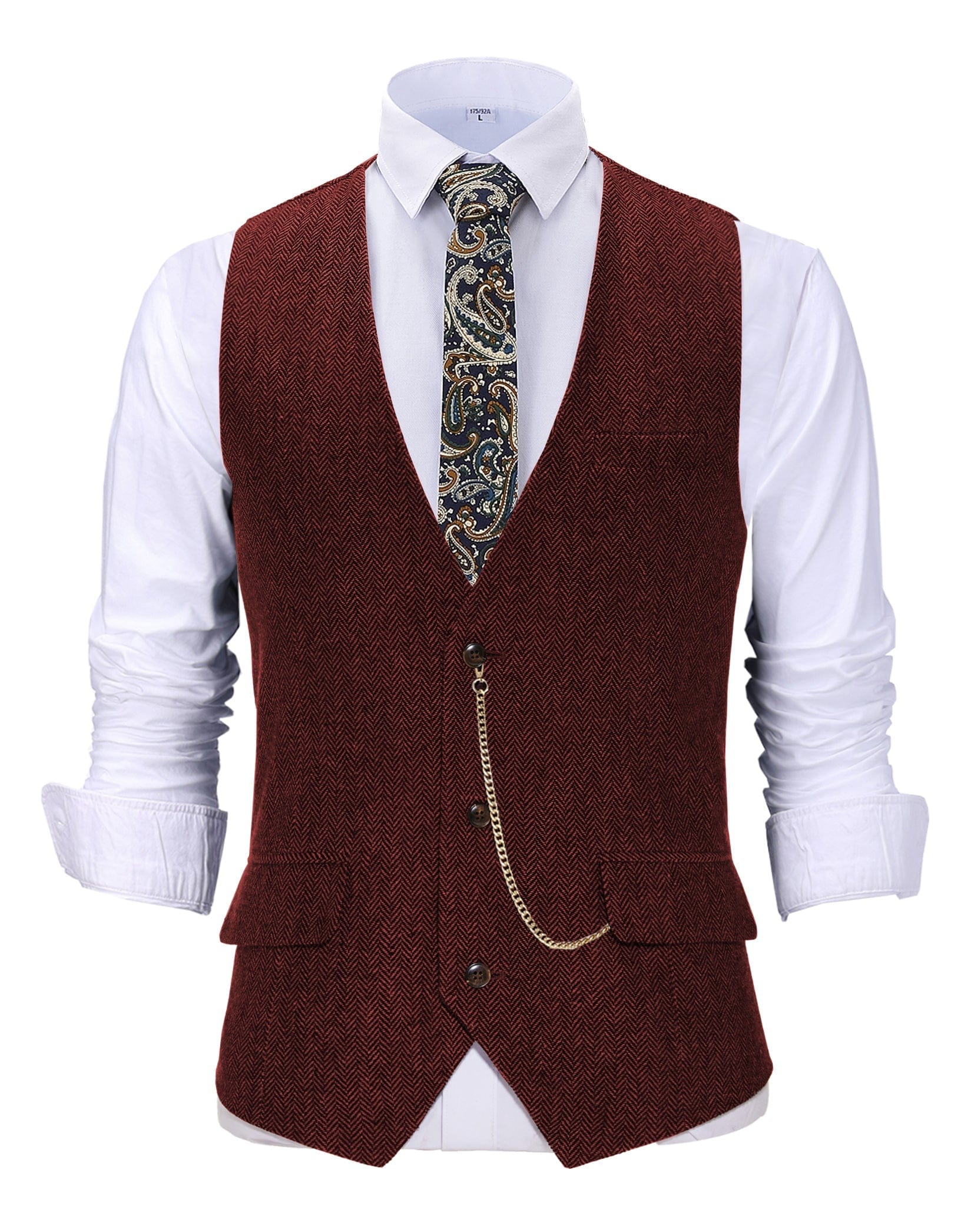 ceehuteey Vintage  Men's Slim Fit Herringbone V Neck Waistcoat